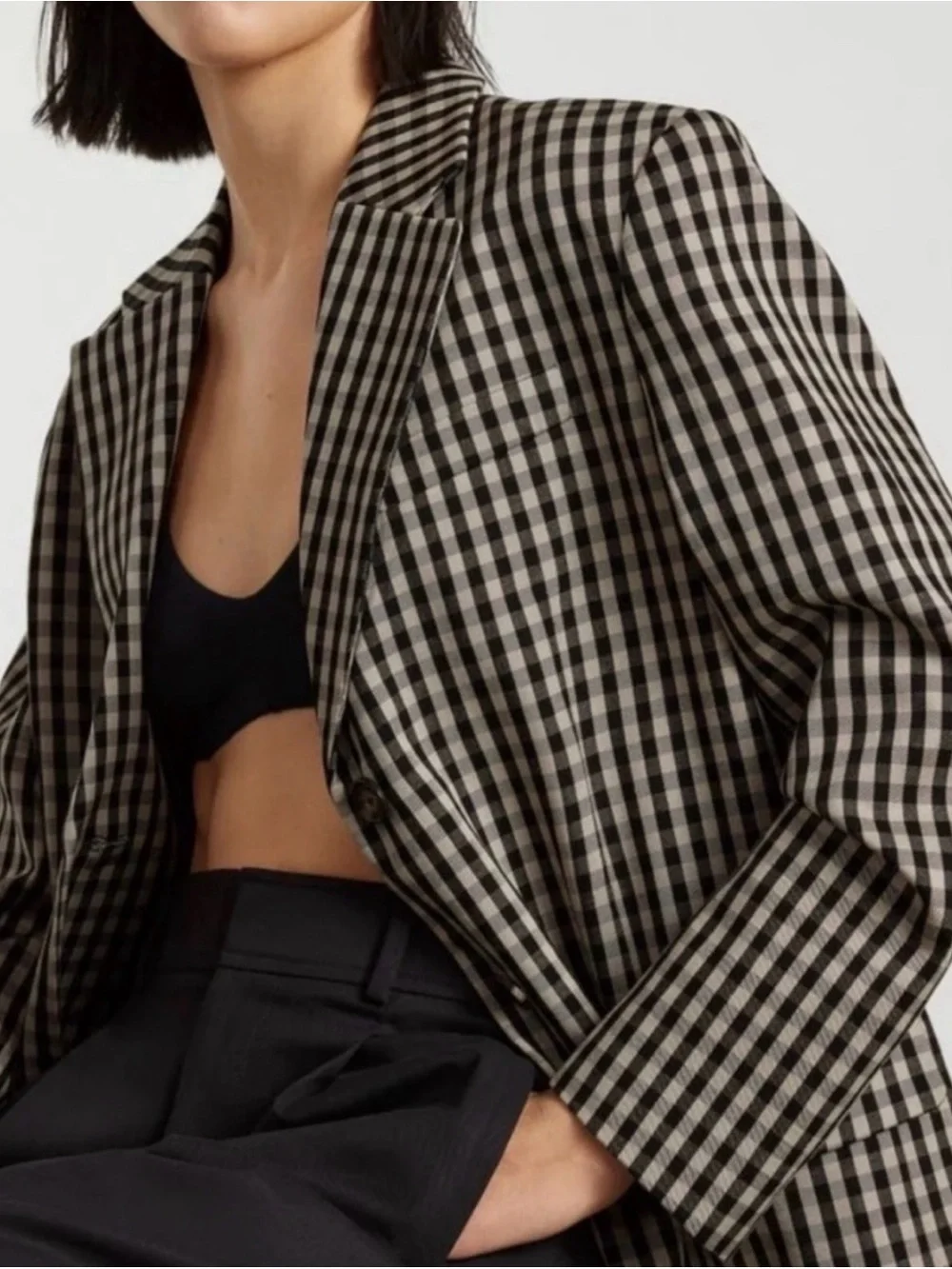 90s style Black and White Gingham Blazer